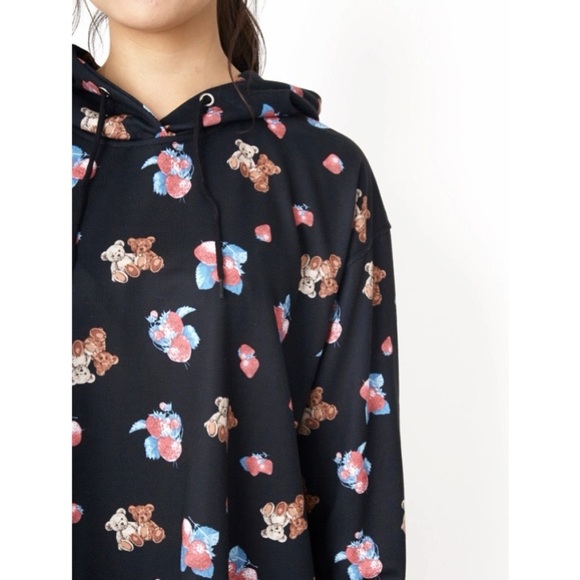 Ank Rouge Strawberry Retro Bear Big Hoodie - Picture 5 of 5